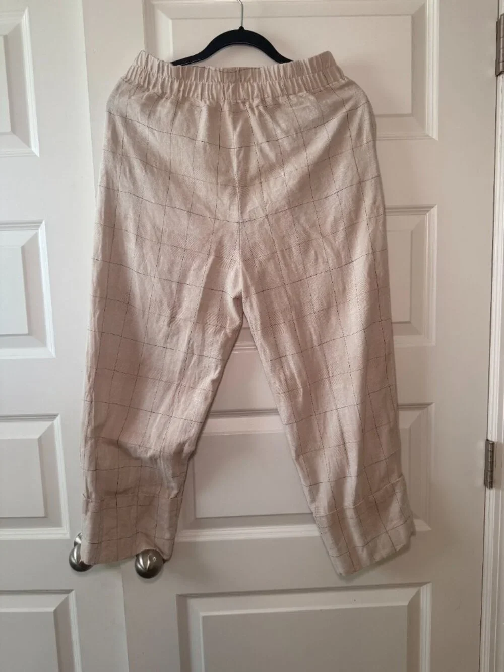 Zara Linen Wide Leg Cropped Pants Tan Beige | Women’s Medium